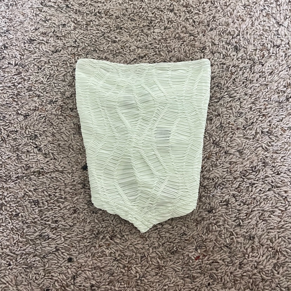 Green strapless top